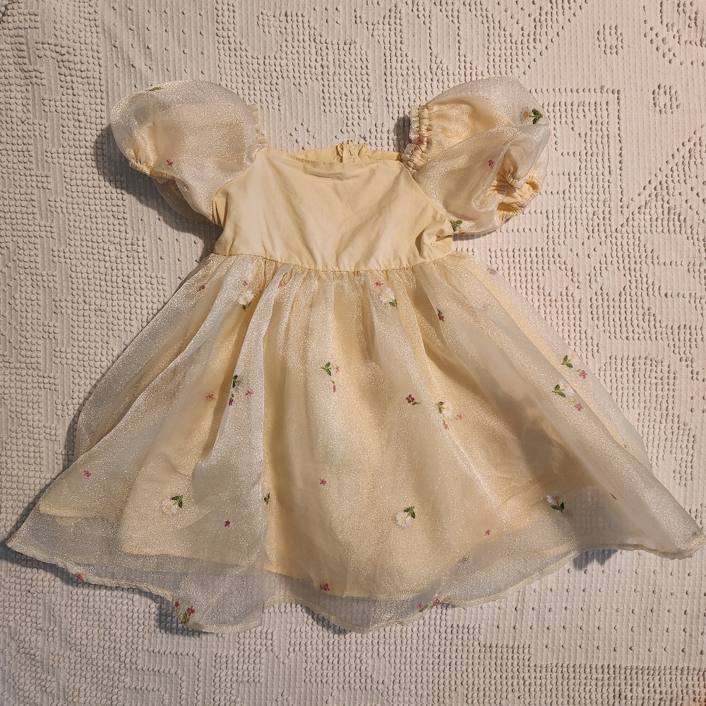 Pale Yellow Spring Floral Dress | 3T